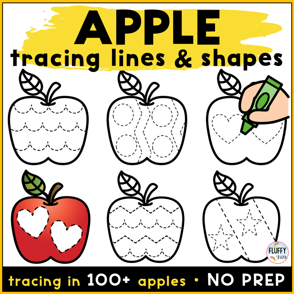 Apple Tracing Printables: FREE 6 Fun Tracing Apples 2