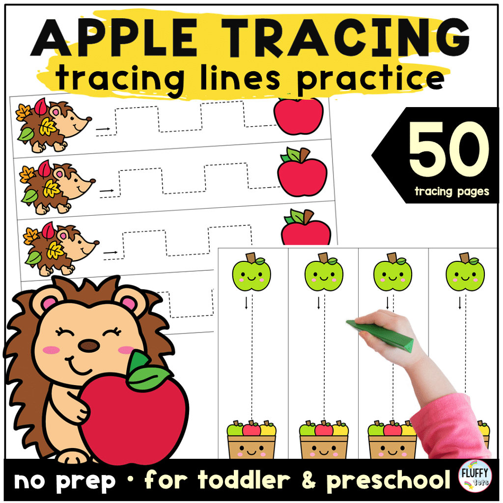 FREE 12 Sets of Apple Tracing Mat for Toddlers 4