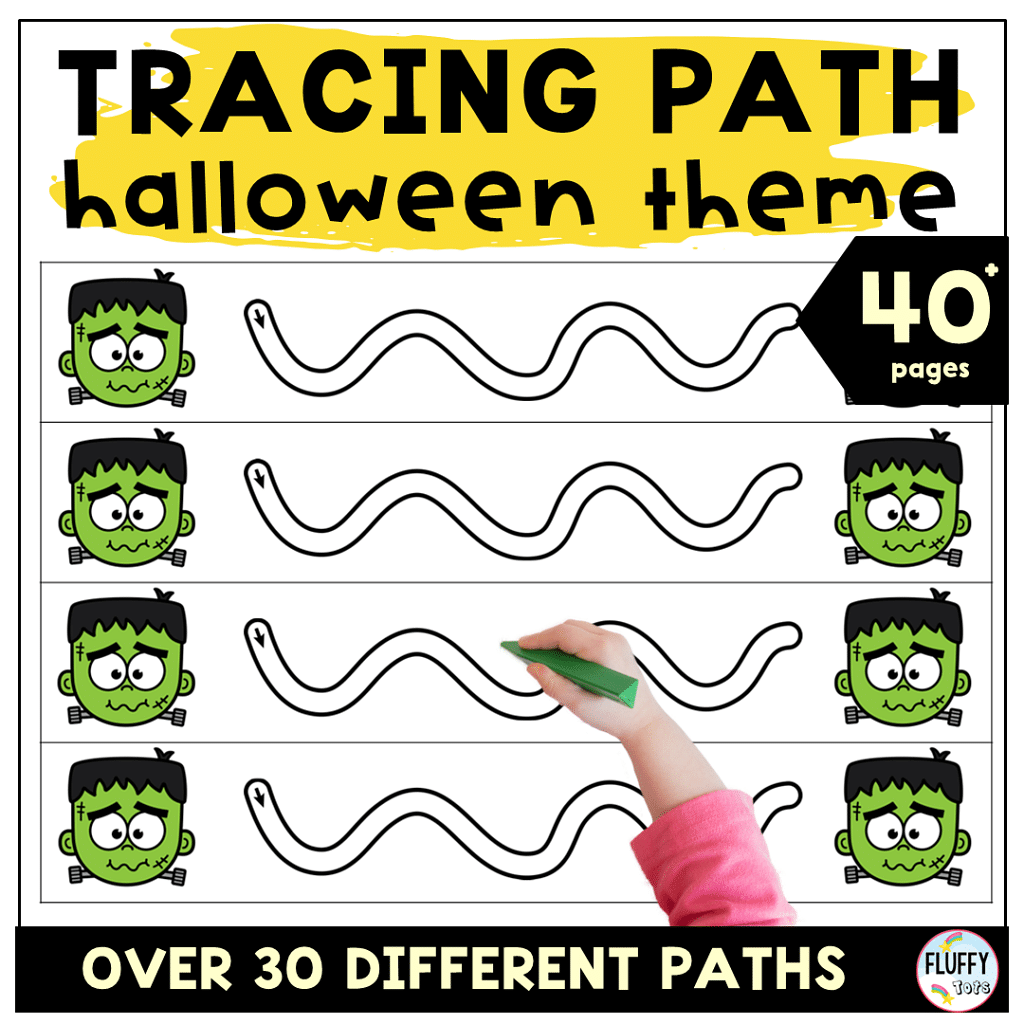 Halloween Tracing Lines fine motor printables for kids