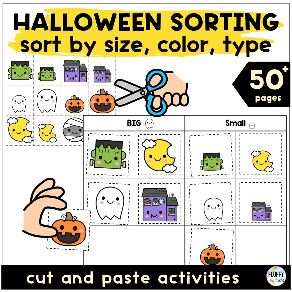 Halloween sorting activities fine motor preschool printables