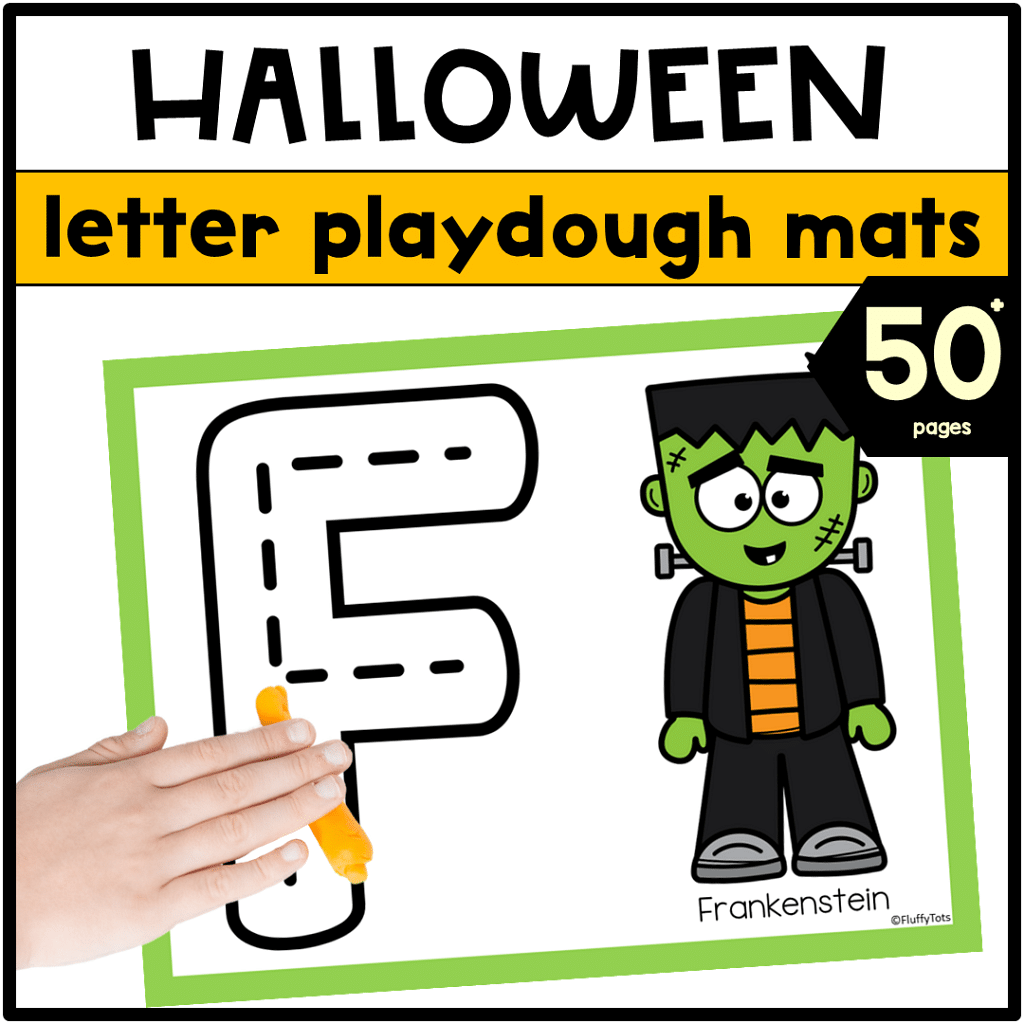 50+ Pages of Fun Halloween Letter Playdough Mats for Toddler and Preschool Kids 1