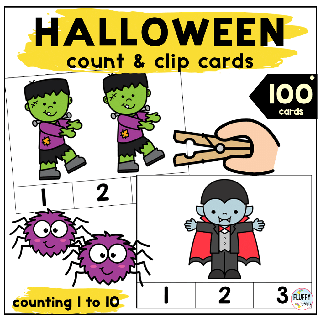 Halloween Count and Clip Cards : FREE 12 Clip Cards 1