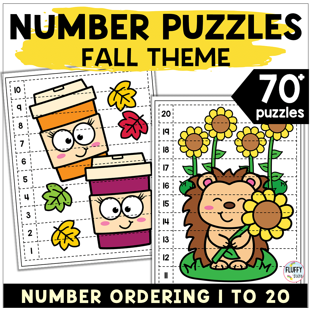 80 Cute Fall Number Puzzles 1-20 for Preschool and Kindergarten Kids 7