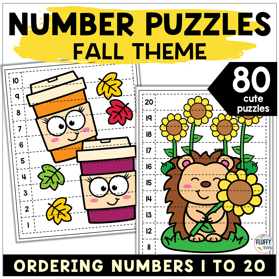 80 Cute Fall Number Puzzles 1-20 for Preschool and Kindergarten Kids 1