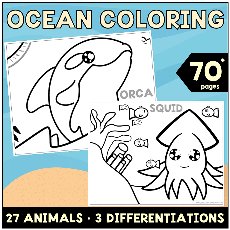 Fun 27 Coloring Pages Ocean Animals for Kids 2