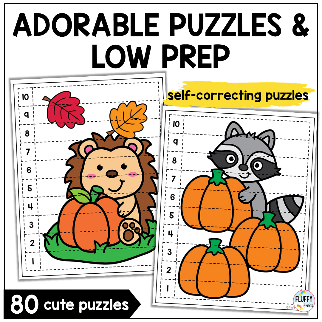 80 Cute Fall Number Puzzles 1-20 for Preschool and Kindergarten Kids 2