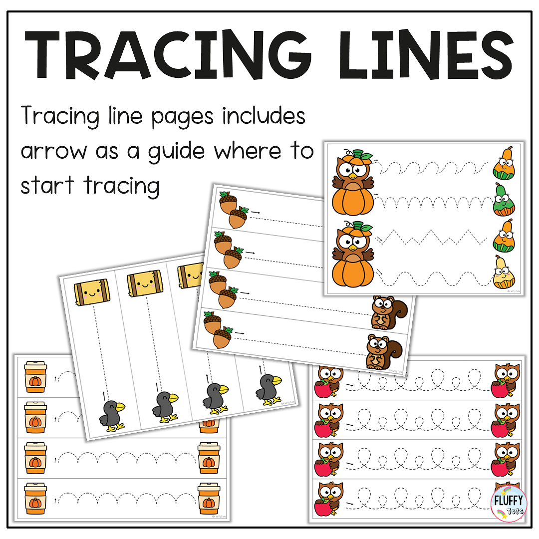 60+ Fun Pages of Fall Tracing Pages for Toddler and Preschool Kids 2