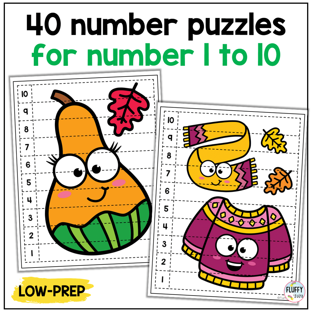 80 Cute Fall Number Puzzles 1-20 for Preschool and Kindergarten Kids 3