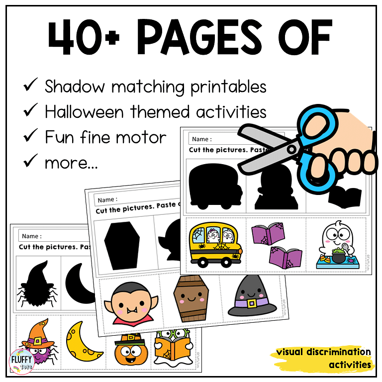 Adorable 40+ Pages Halloween Fine Motor Shadow Matching Worksheets 2