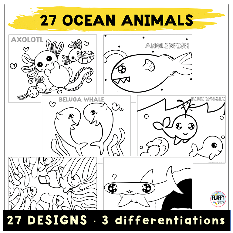 Fun 27 Coloring Pages Ocean Animals for Kids 7