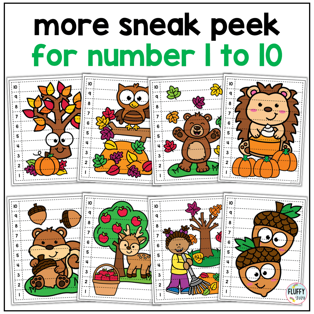 80 Cute Fall Number Puzzles 1-20 for Preschool and Kindergarten Kids 4