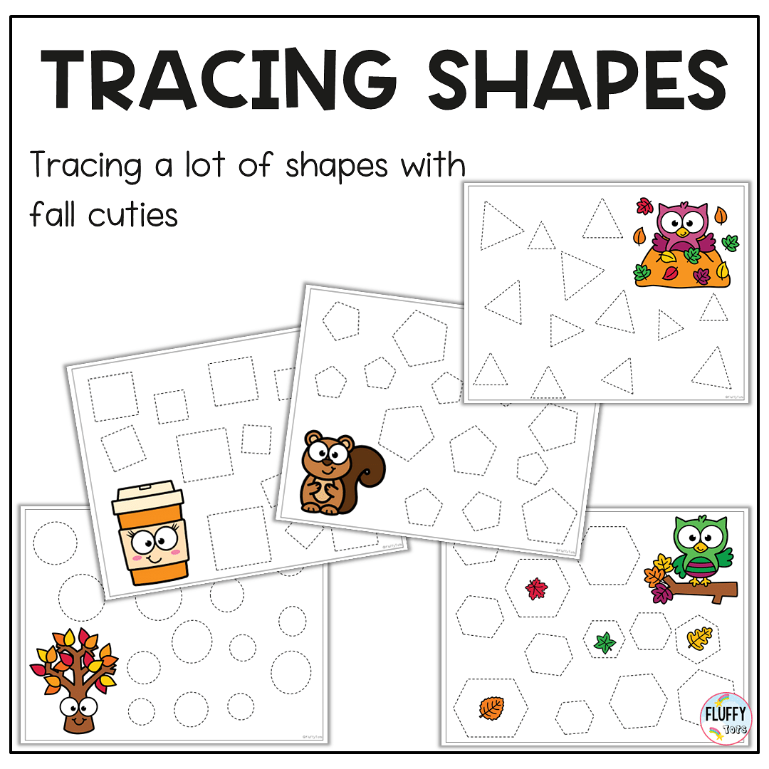 60+ Fun Pages of Fall Tracing Pages for Toddler and Preschool Kids 3