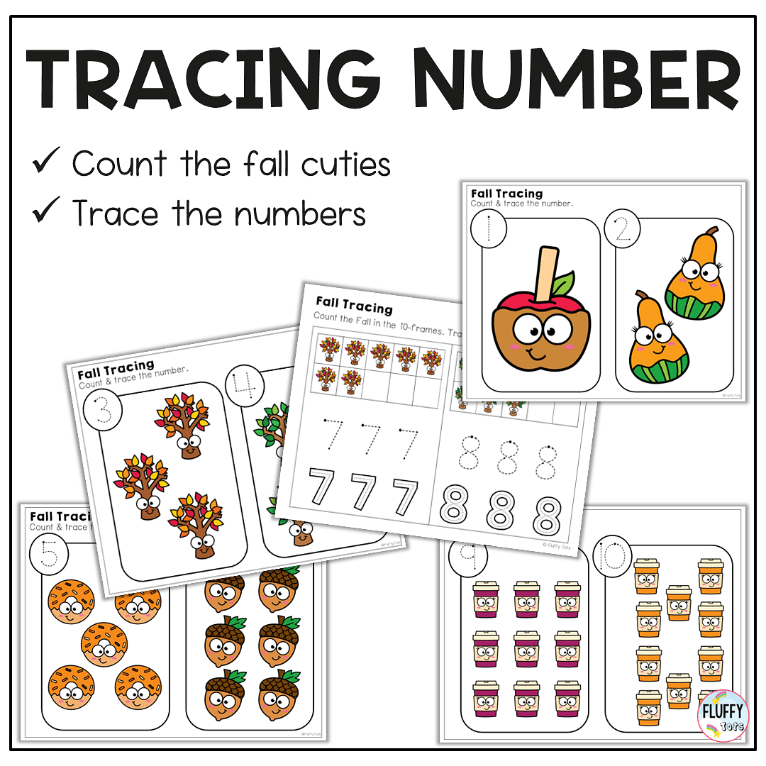 60+ Fun Pages of Fall Tracing Pages for Toddler and Preschool Kids 4