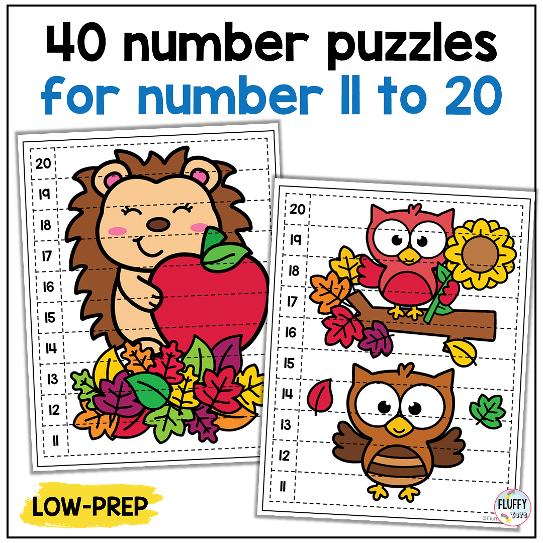 80 Cute Fall Number Puzzles 1-20 for Preschool and Kindergarten Kids 5