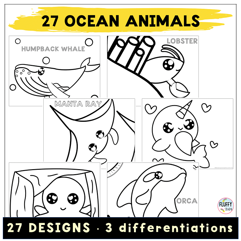 Fun 27 Coloring Pages Ocean Animals for Kids 8