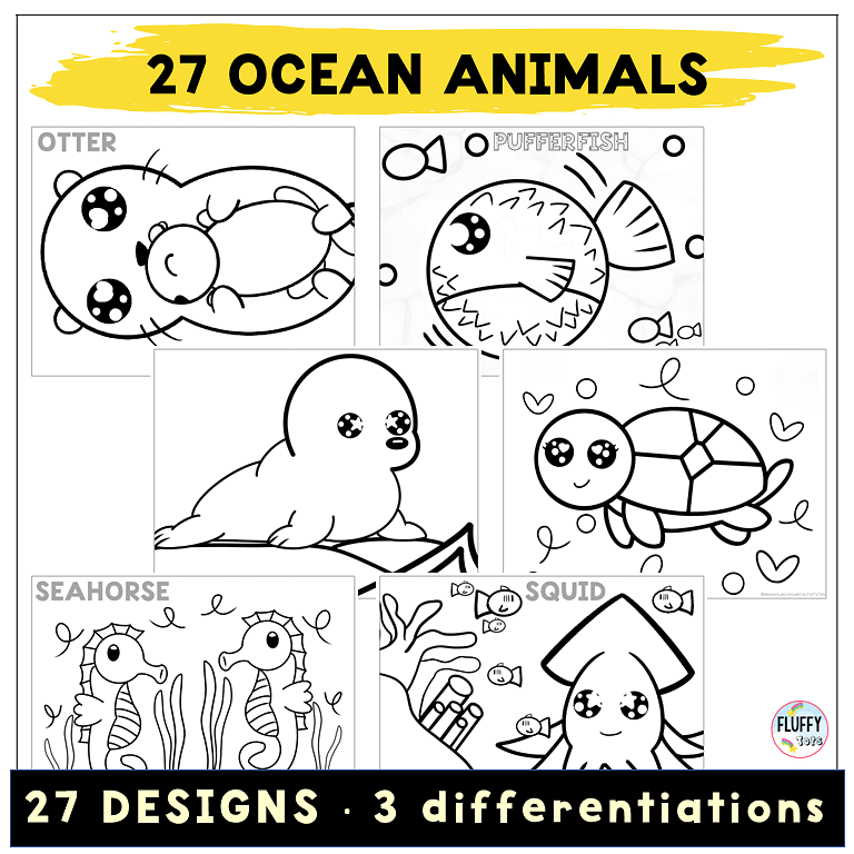 Fun 27 Coloring Pages Ocean Animals for Kids 9