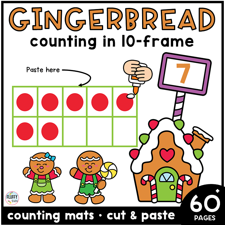 6 Sets of Adorable Gingerbread Ten Frame Cut and Paste Activities 1