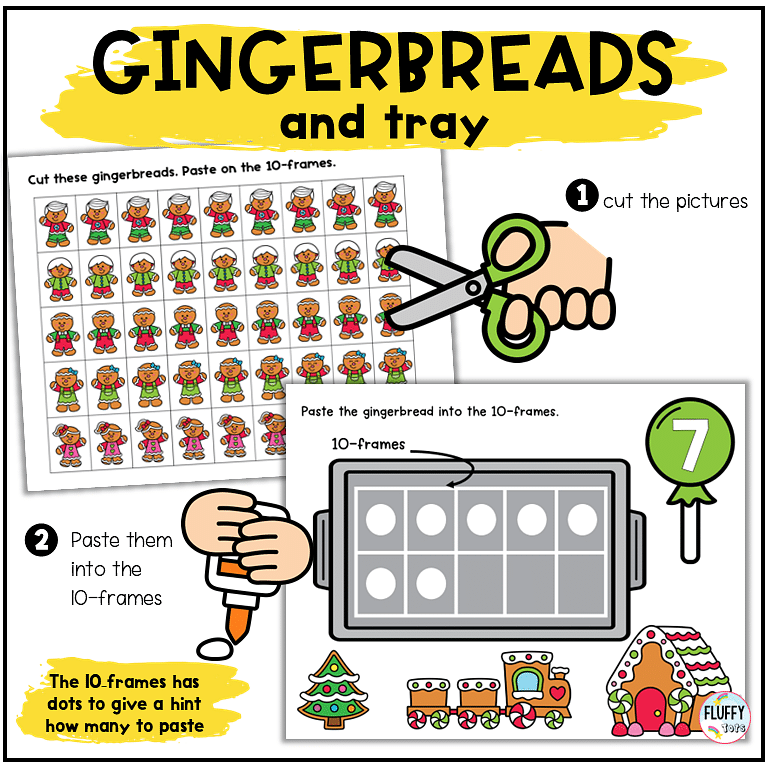 Gingerbread ten frame cut and paste activities