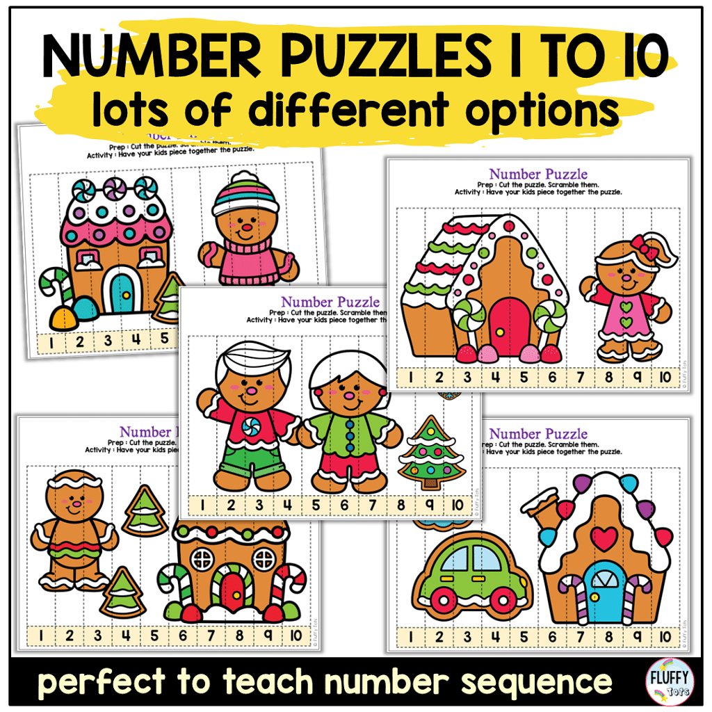 Exciting Gingerbread Number Puzzles 1 to 20 to Teach Number Order Sequence 2