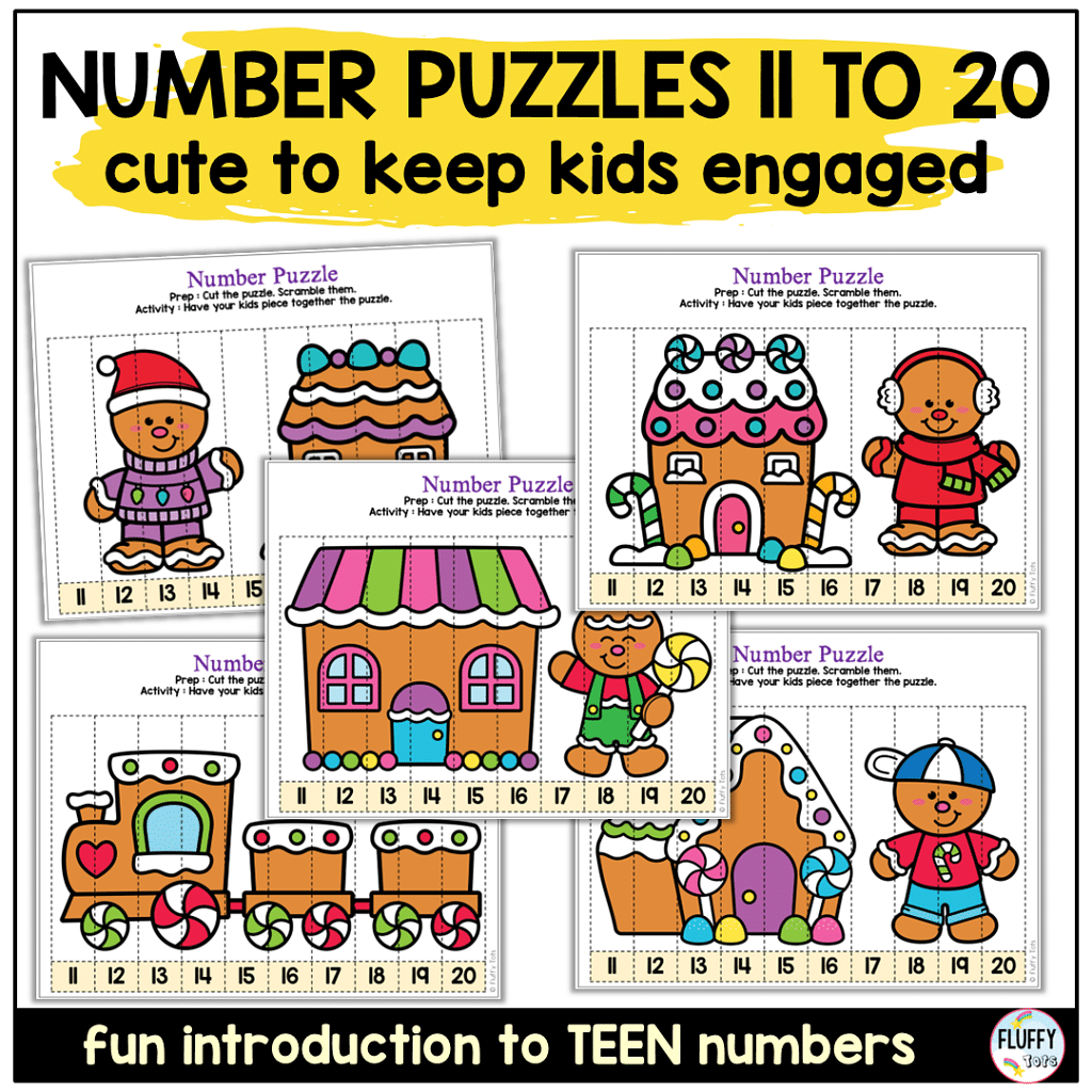 Exciting Gingerbread Number Puzzles 1 to 20 to Teach Number Order Sequence 3