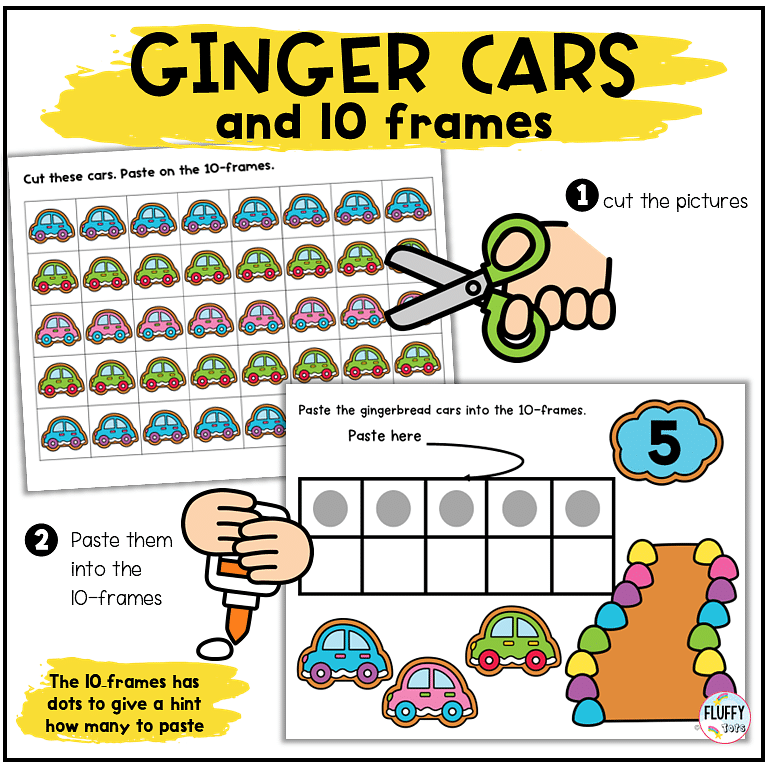 6 Sets of Adorable Gingerbread Ten Frame Cut and Paste Activities 5