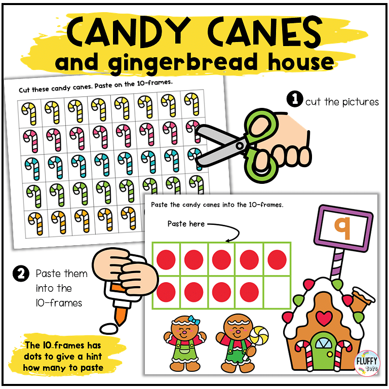 6 Sets of Adorable Gingerbread Ten Frame Cut and Paste Activities 7