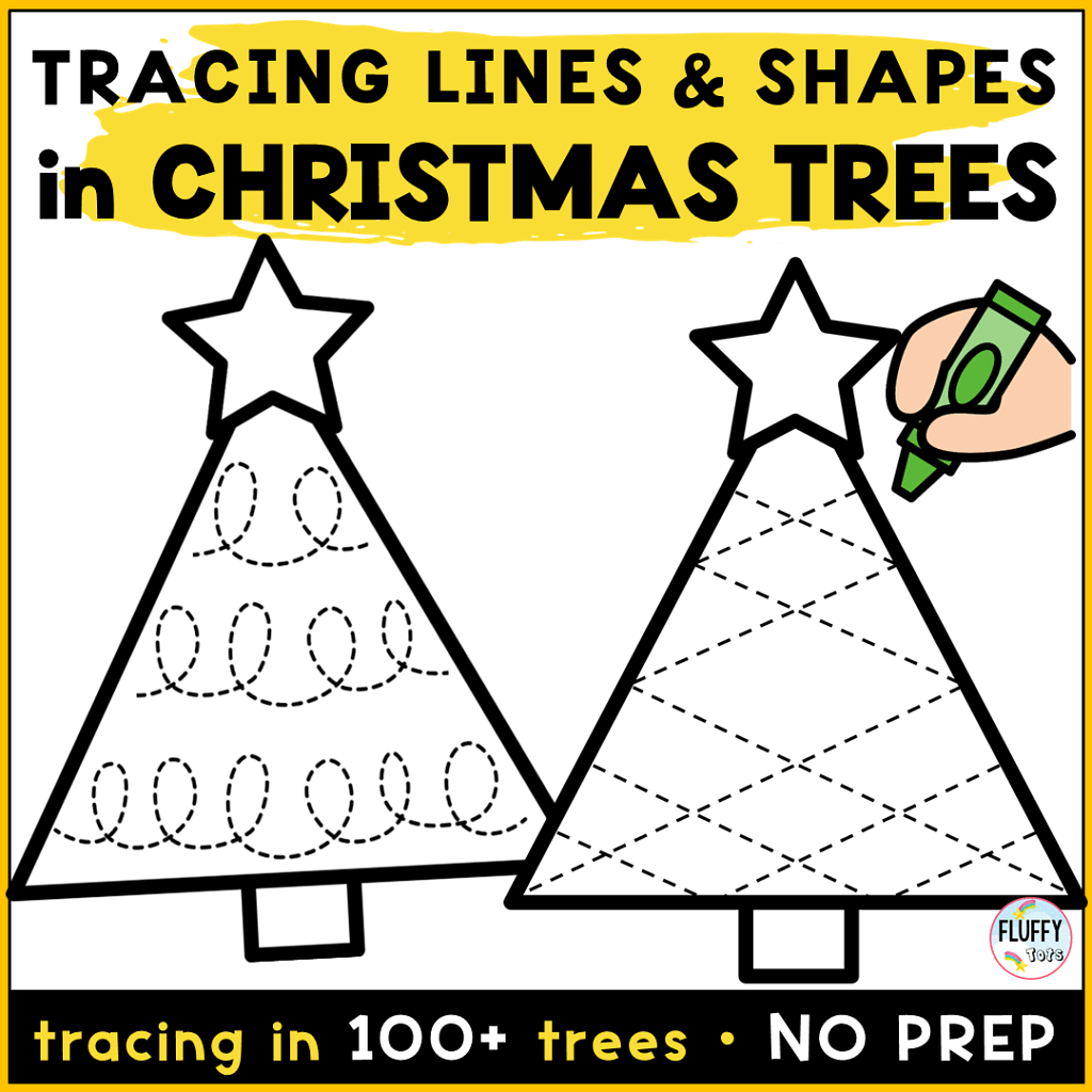 Christmas tree tracing printable pages for kids